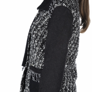 Black and white wool and knit cardigan jacket 